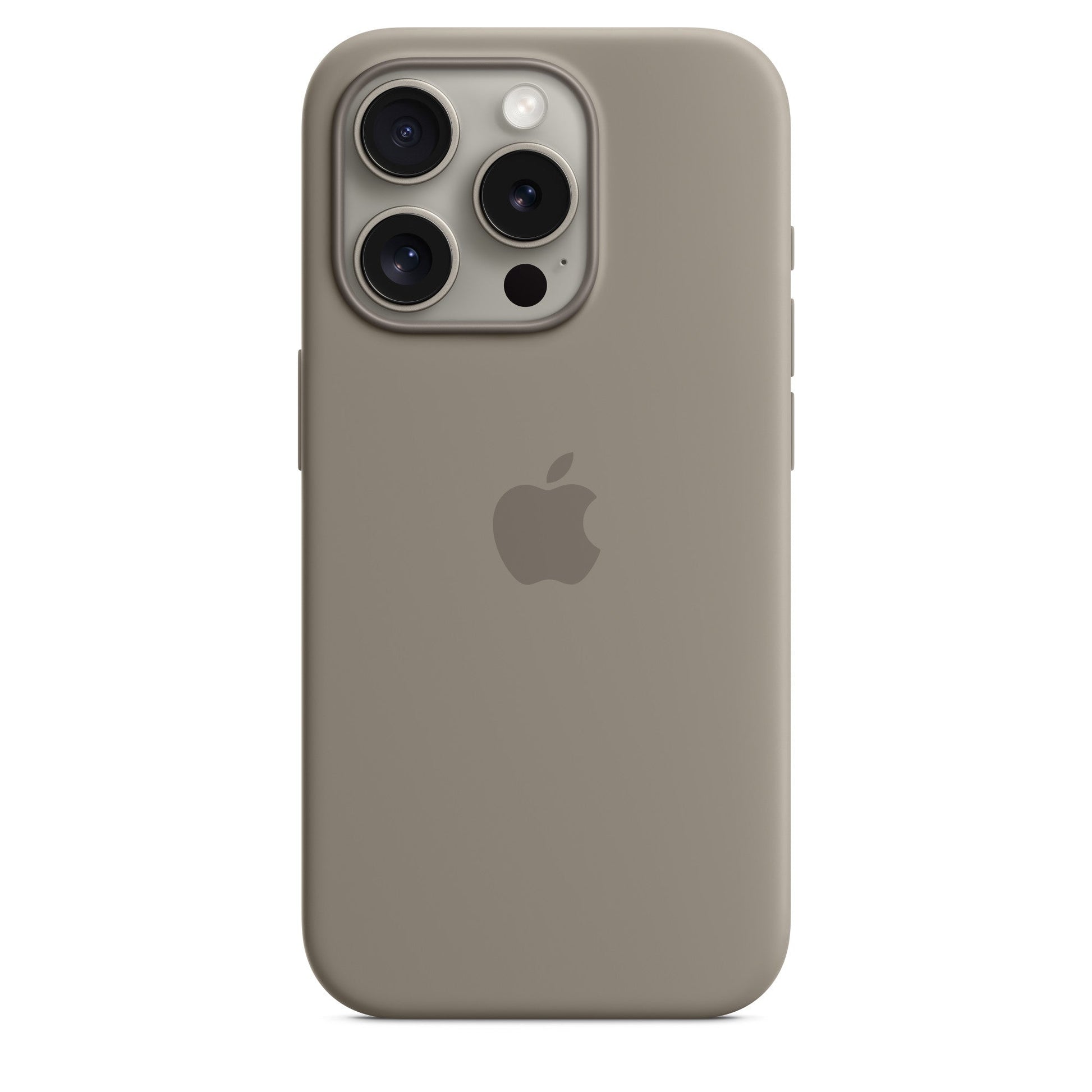 Beige phone case with Apple logo on a white background