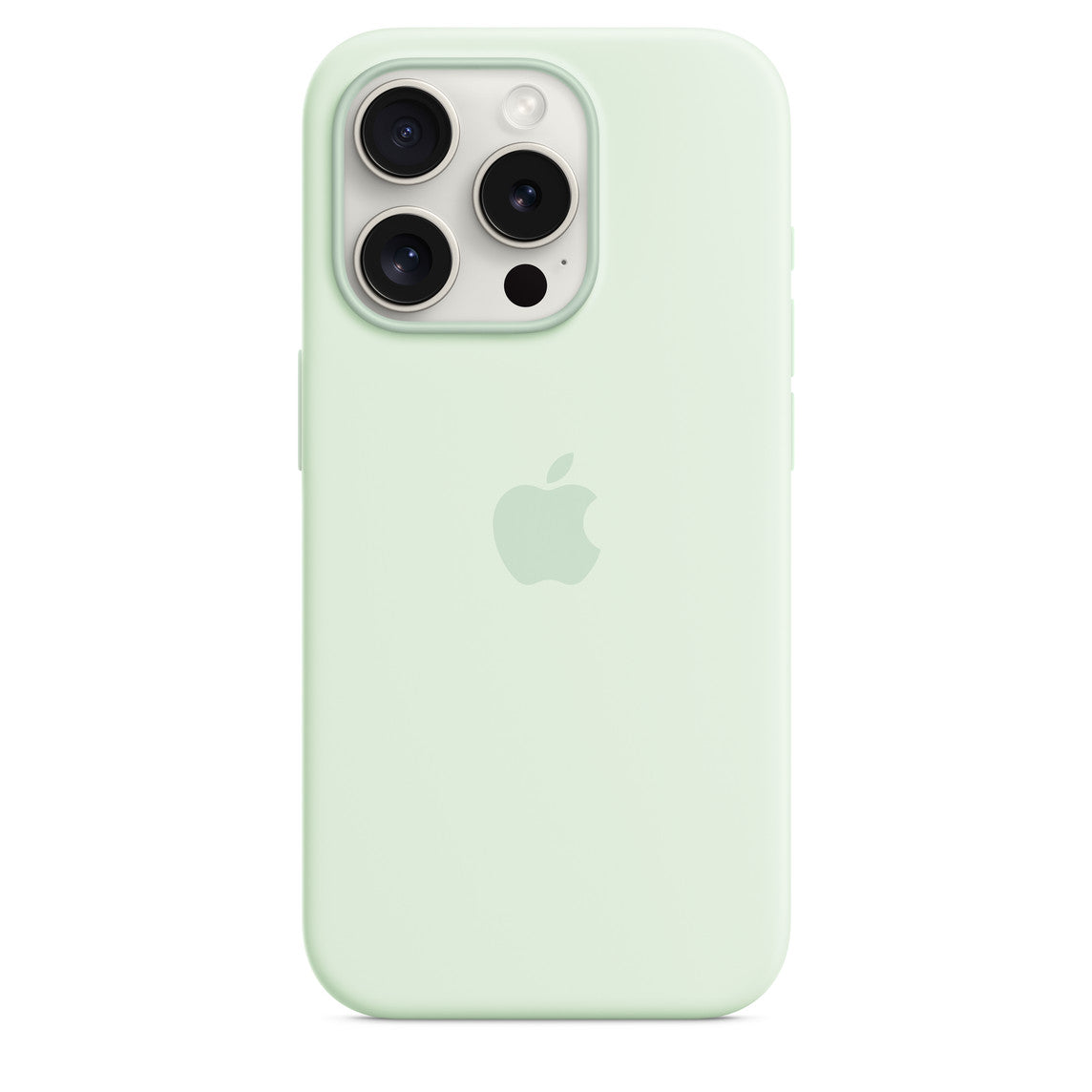 Green phone case with Apple logo on a white background