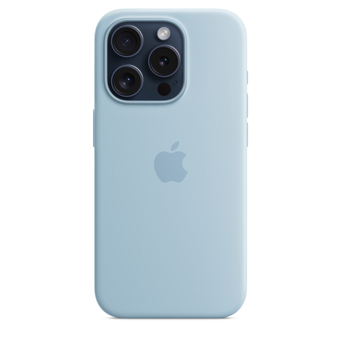 Light blue phone case with Apple logo on a white background