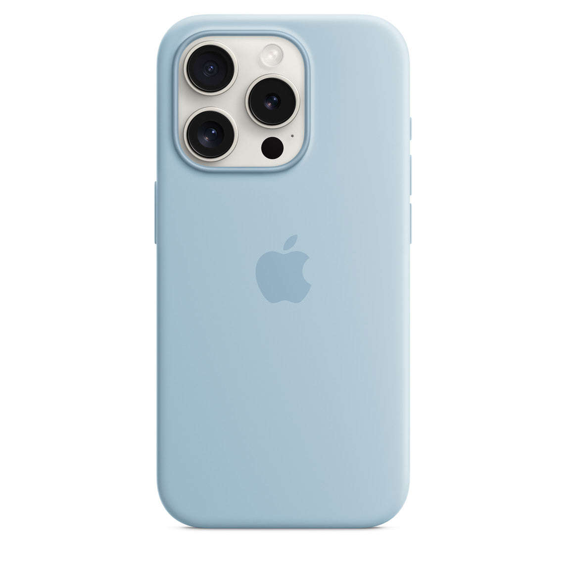 Light blue phone case with Apple logo on a white background