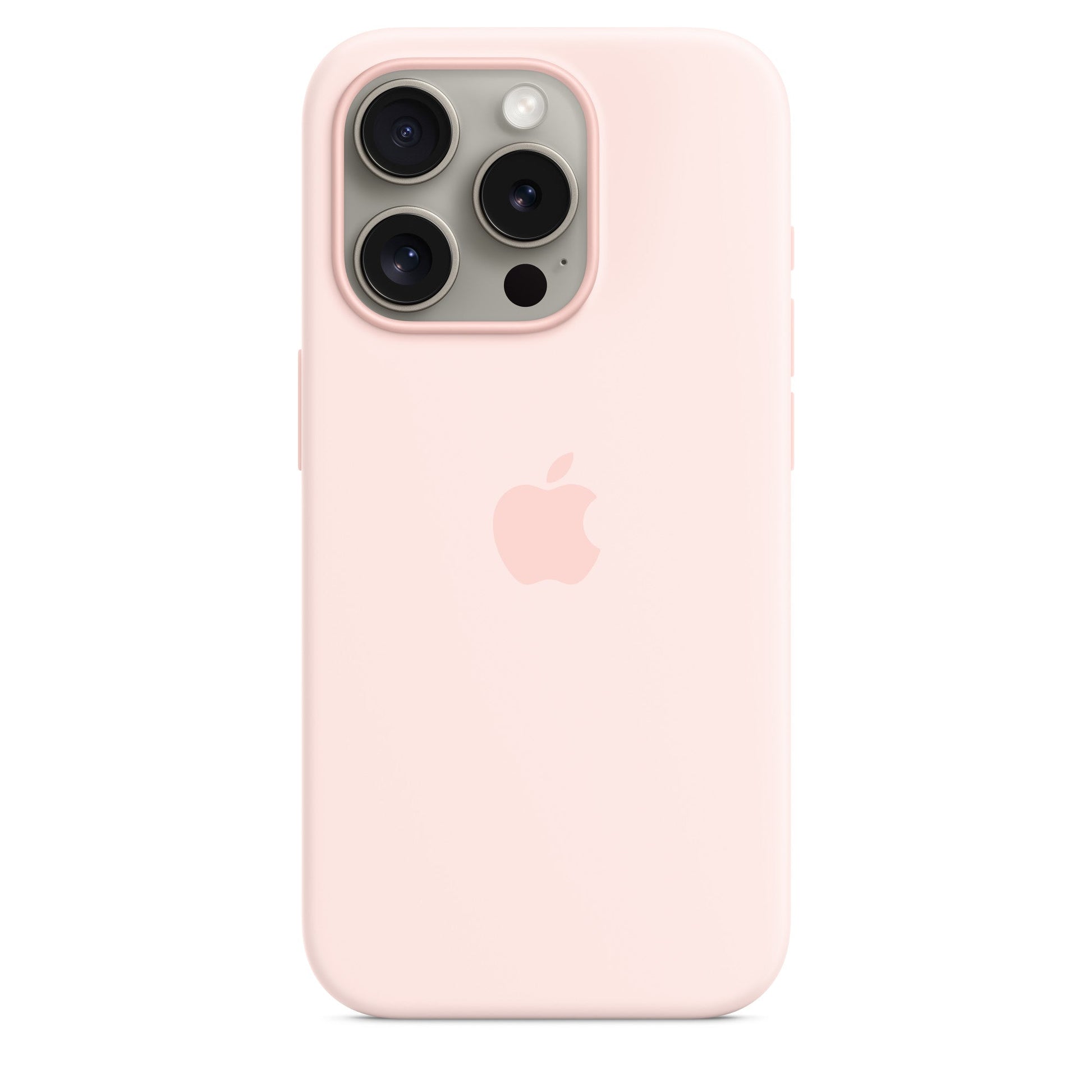 Pink phone case with Apple logo on a white background