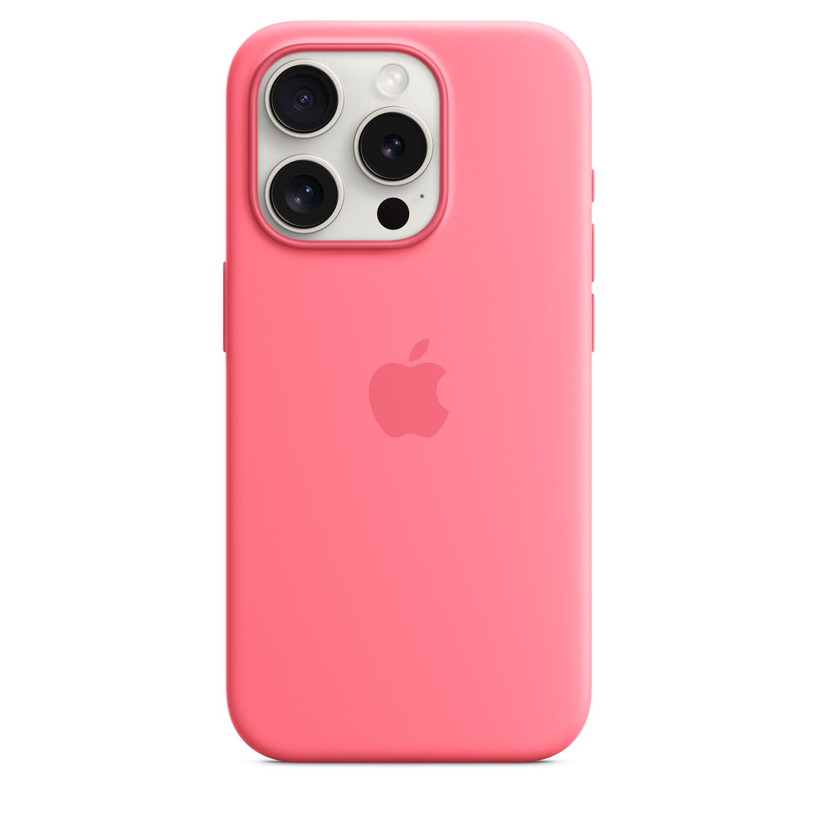 Pink phone case with Apple logo on a white background