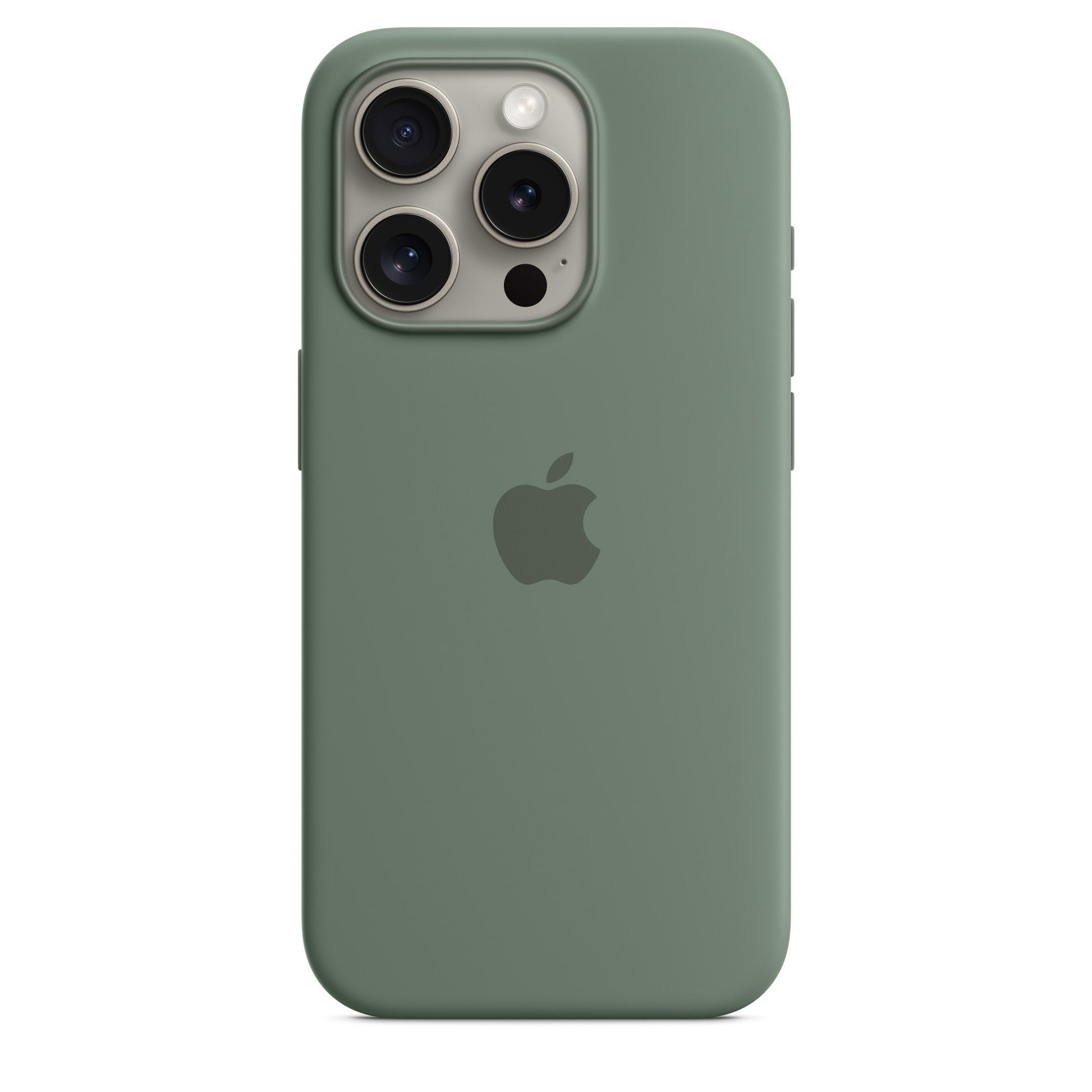 Green phone case with Apple logo on a white background